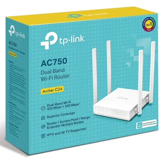 БЕСПРОВОДНОЙ МАРШРУТИЗАТОР TP-LINK ARCHER C24, БЕЛЫЙ