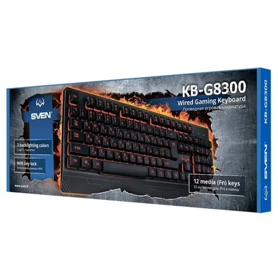 КЛАВИАТУРА SVEN KB-G8300, ПРОВОДНОЕ, ЧЁРНЫЙ