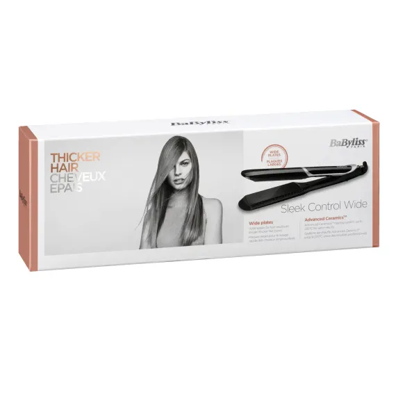 PLACA DE INDREPTAT PARUL BABYLISS SLEEK CONTROL WIDE ST397E, NEGRU