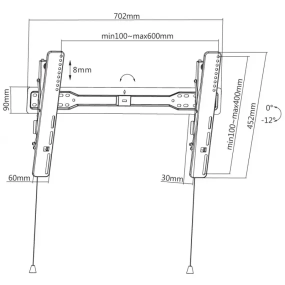 НАКЛОННОЕ НАСТЕННОЕ КРЕПЛЕНИЕ REFLECTA SLIM 70-6040T, СЕРЕБРИСТЫЙ