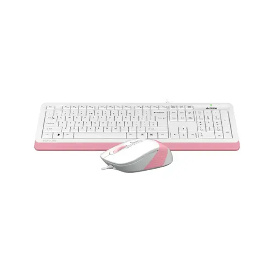 SET TASTATURA + MOUSE A4TECH F1010, CU FIR, ALB/ROZ