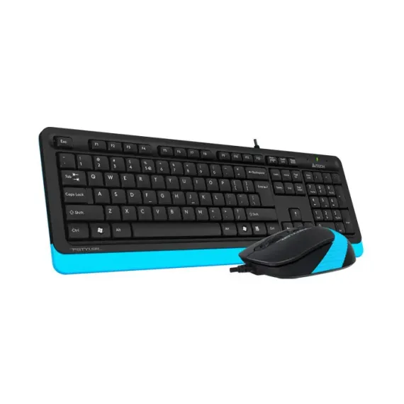 SET TASTATURA + MOUSE A4TECH F1010, CU FIR, NEGRU/ALBASTRU