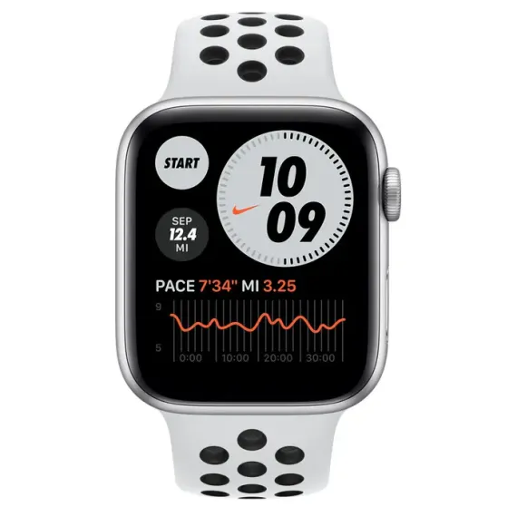 CEAS INTELIGENT APPLE WATCH SERIES 6 GPS MG293, 44MM, CARCASA DIN ALUMINIU CU BANDA PURE PLATINUM/BLACK NIKE SPORT