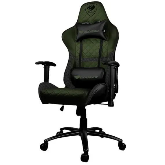 ИГРОВОЕ КРЕСЛО COUGAR ARMOR ONE, ПВХ КОЖА, ЧЁРНЫЙ/ЗЕЛЕНЫЙ