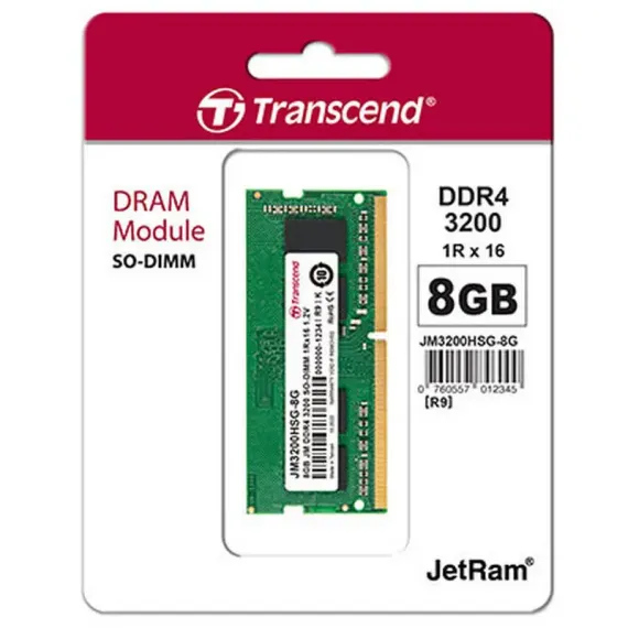 MEMORIE RAM TRANSCEND JM3200HSG-8G, DDR4 SDRAM, 3200 MHZ, 8GB, JM3200HSG-8G