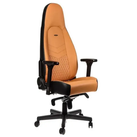ИГРОВОЕ КРЕСЛО NOBLECHAIRS ICON, НАТУРАЛЬНАЯ КОЖА, КОНЬЯЧНЫЙ/ЧЕРНЫЙ
