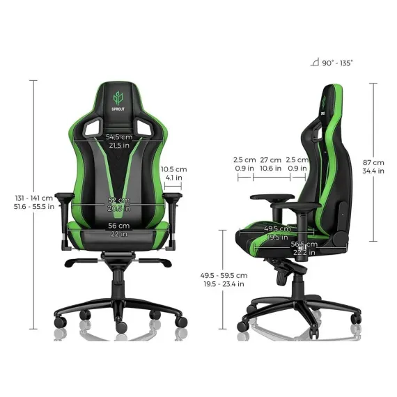 ИГРОВОЕ КРЕСЛО NOBLECHAIRS EPIC, ИСКУССТВЕННАЯ КОЖА, ЧЕРНЫЙ/ЗЕЛЕНЫЙ