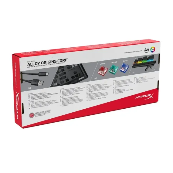 TASTATURA HYPERX ALLOY ORIGINS CORE, CU FIR, NEGRU