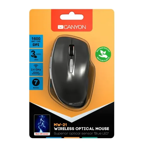 БЕCПРОВОДНАЯ МЫШЬ CANYON MW-21, СЕРЫЙ