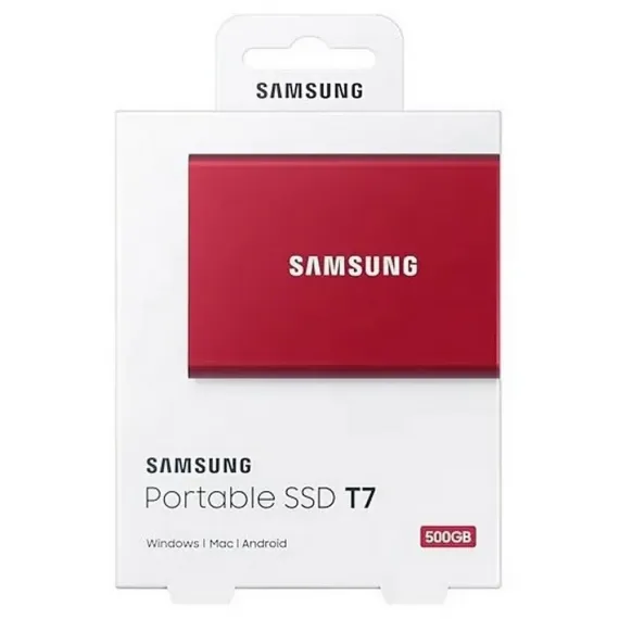 ВНЕШНИЙ ПОРТАТИВНЫЙ SSD-НАКОПИТЕЛЬ SAMSUNG PORTABLE SSD T7, 500 GB, КРАСНЫЙ (MU-PC500R/WW)