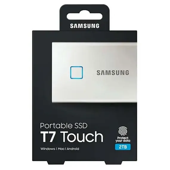 ВНЕШНИЙ ПОРТАТИВНЫЙ SSD НАКОПИТЕЛЬ SAMSUNG PORTABLE SSD T7 TOUCH,  2 TB, СЕРЕБРИСТЫЙ (MU-PC2T0S/WW)