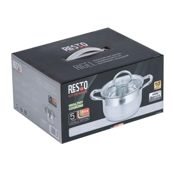 КАСТРЮЛЯ RESTO 92103, 2,7Л, НЕРЖАВЕЮЩАЯ СТАЛЬ