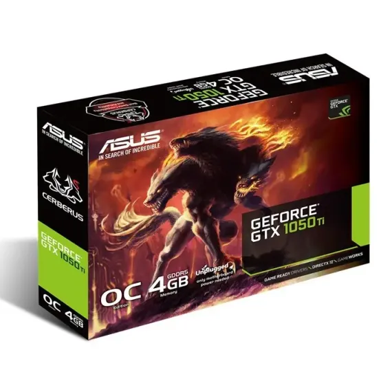 ВИДЕОКАРТА ASUS CERBERUS-GTX1050TI-O4G,  4ГБ GDDR5 128БИТ