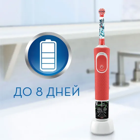 ЗВУКОВАЯ ЗУБНАЯ ЩЕТКА BRAUN KIDS VITALITY D100, КРАСНЫЙ