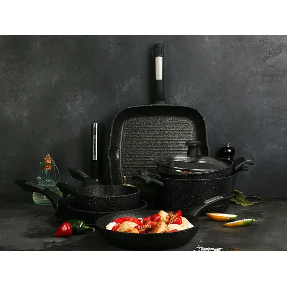 КАСТРЮЛЯ POLARIS MONOLIT-24C, 4Л, 24СМ, ЧЁРНЫЙ