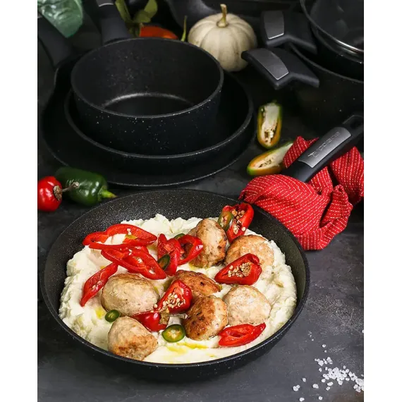 СКОВОРОДА POLARIS MONOLIT-28F, 28СМ, ЧЁРНЫЙ