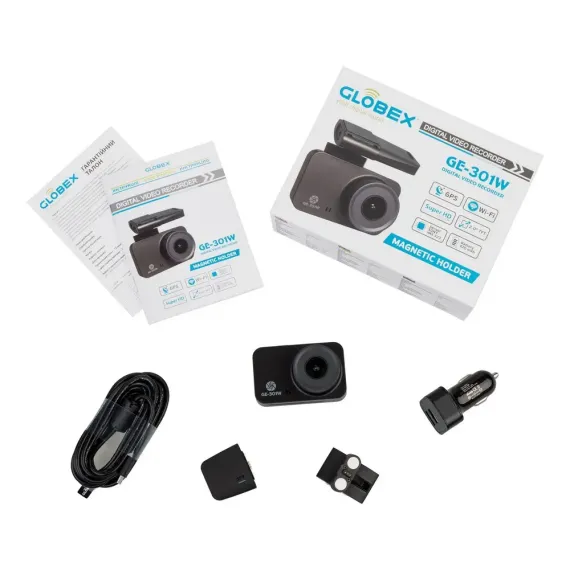 АВТОМОБИЛЬНЫЙ ВИДЕОРЕГИСТРАТОР GLOBEX GE-301W, 2304 X 1926, ЧЁРНЫЙ