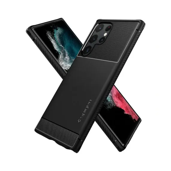 ЧЕХОЛ SPIGEN SAMSUNG S22 ULTRA, RUGGED ARMOR, МАТОВЫЙ ЧЕРНЫЙ