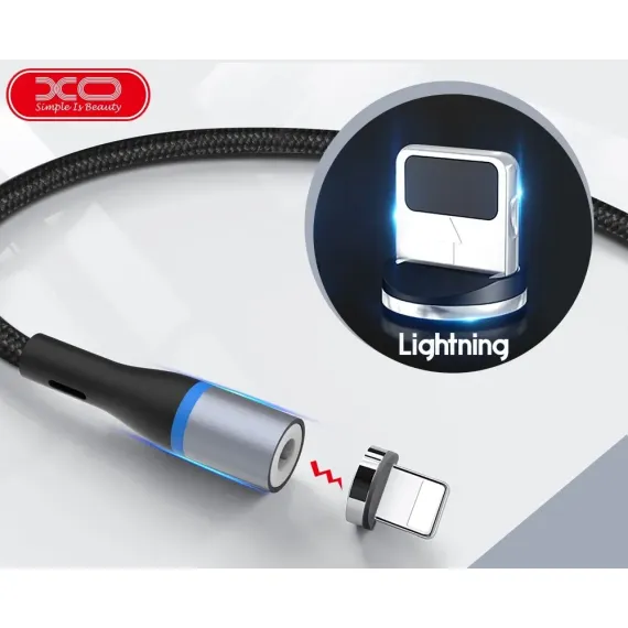КАБЕЛЬ ДЛЯ ЗАРЯДКИ И СИНХРОНИЗАЦИИ XO NB125, USB TYPE-A/LIGHTNING, 1М, ЧЁРНЫЙ