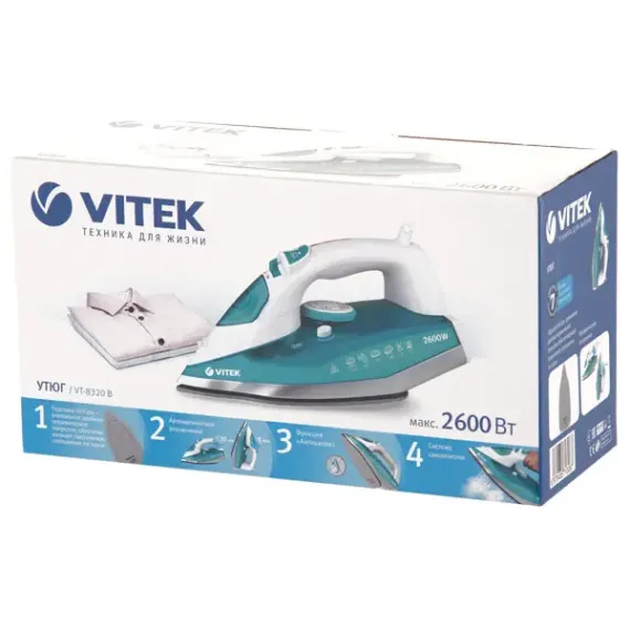 УТЮГ VITEK VT-8320, 2600ВТ, ГОЛУБОЙ