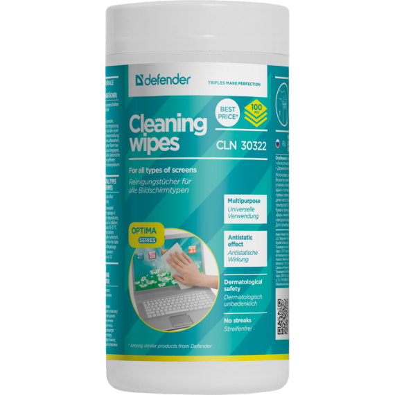 DEFENDER UNIVERSAL CLEANING WIPES, TUBE 100 PCS. (CLN-30322)