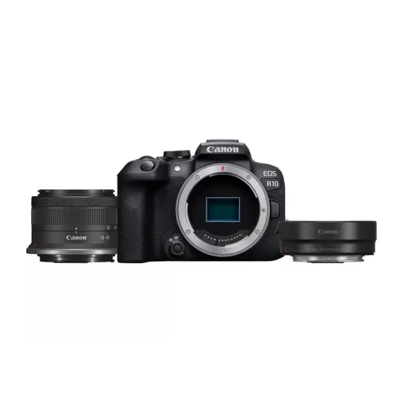 APARAT FOTO MIRRORLESS CANON EOS R10 + RF-S 18-45 IS STM & ADAPTER, NEGRU