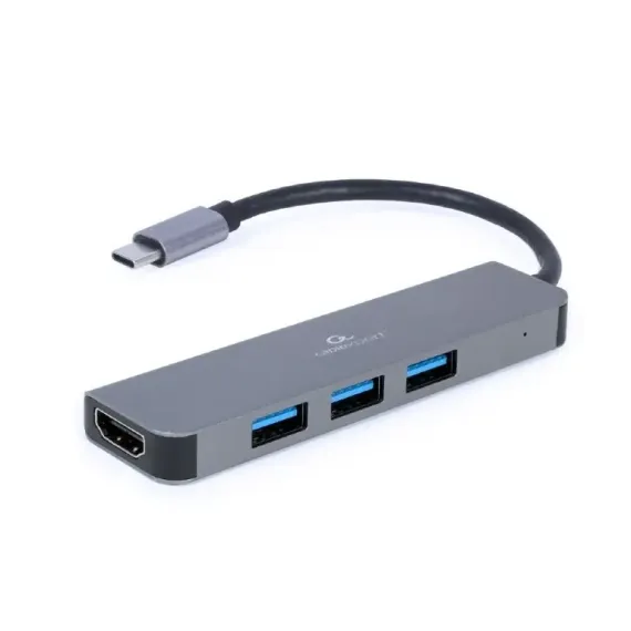 ВИДЕОАДАПТЕР CABLEXPERT A-CM-COMBO2-01, USB TYPE-C - USB TYPE-A, HDMI, СЕРЫЙ