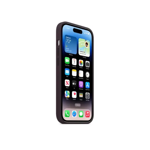 HUSA APPLE IPHONE 14 PRO SILICONE CASE WITH MAGSAFE, NEGRU-VIOLET