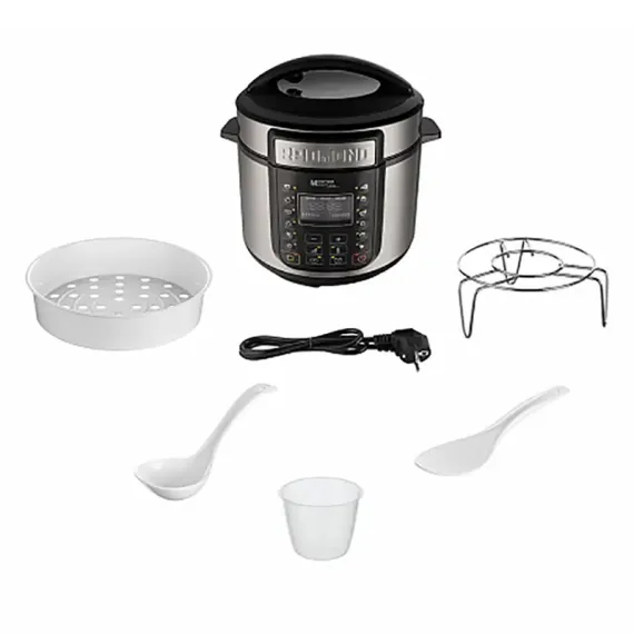 МУЛЬТИВАРКА-СКОРОВАРКА REDMOND RMC-PM381, СЕРЕБРИСТЫЙ  ЧЕРНЫЙ