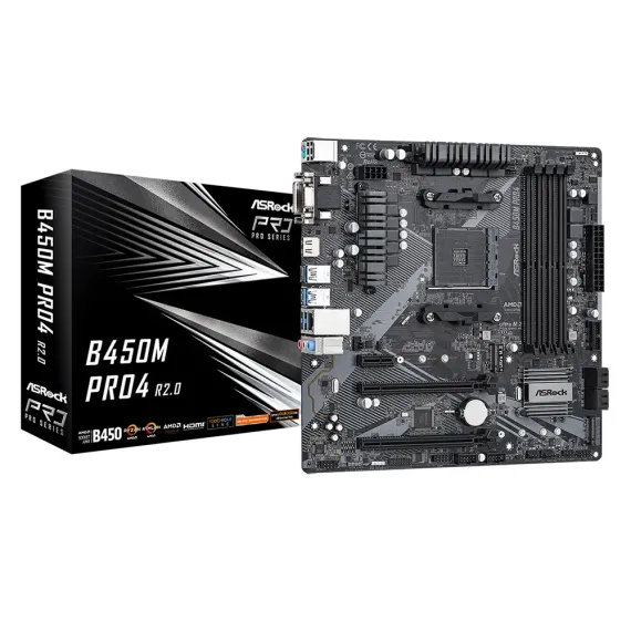 PLACA DE BAZA ASROCK B450M PRO4 R2.0, AM4, AMD B450, MICRO-ATX