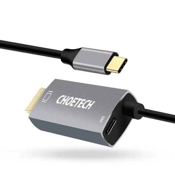 АДАПТЕР USB CHOETECH XCH-M180, USB TYPE-C (F) - HDMI (F), 1,8М, СЕРЕБРИСТЫЙ