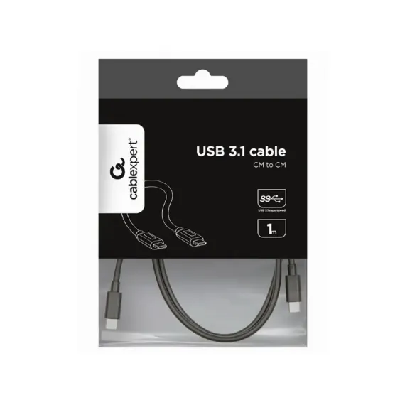 CABLU INCARCARE SI SINCRONIZARE CABLEXPERT CCP-USB3.1-CMCM-1M, USB TYPE-C/USB TYPE-C, 1M, NEGRU