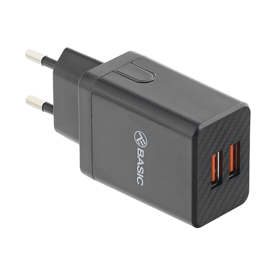 UNIVERSAL HOME CHARGER TELLUR BASIC HC204, 2XUSB (2.4A + 2.4A), 12W, INPUT: 100/240V, BLACK  TLL151211