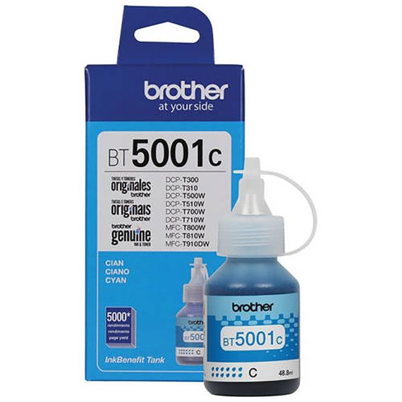 INK BOTTLE FOR BROTHER BT5001C FOR DCP-T310, DCP-T500W, DCP-T700W, MFC-T800W CYAN, APPROX. 5000 PAGES