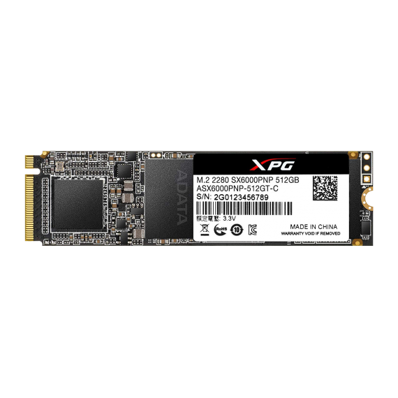 M.2 NVME SSD 512GB  ADATA XPG SX6000 PRO, PCIE3.0 X4 / NVME1.3, M2 TYPE 2280 , READ: 2100 MB/S, WRITE: 1500 MB/S, CONTROLLER REALTEK, 2ND GEN 3D TLC N
