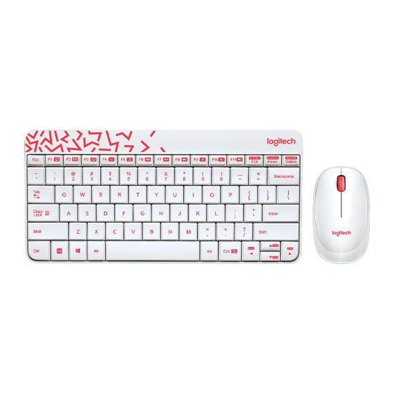 LOGITECH WIRELESS COMBO MK240 KEYBOARD & MOUSE, WHITE/VIVID RED, NANO USB RECEIVER, RETAIL