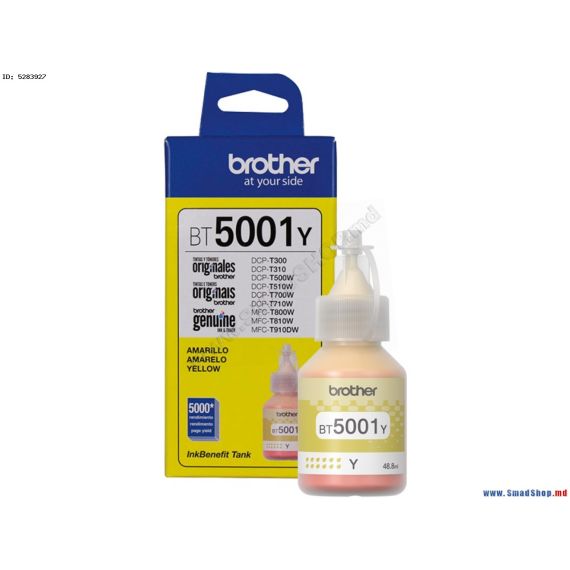 INK BOTTLE FOR BROTHER BT5001Y FOR DCP-T310, DCP-T500W, DCP-T700W, MFC-T800W YELLOW, APPROX. 5000 PAGES