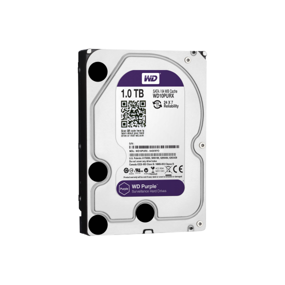 3.5" HDD 1.0TB WESTERN DIGITAL  PURPLE, 5400RPM,64MB, SATAIII (FOR VIDEO)  WD10PURZ