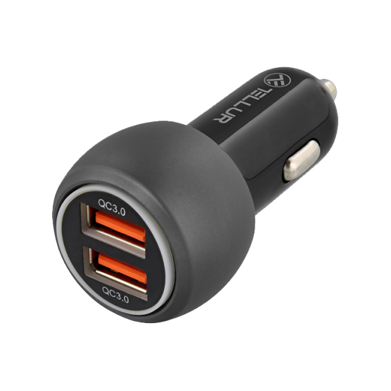 USB CAR CHARGER - TELLUR FCC8, 2XUSB (QC 3.0 + 6A), 36W, BLACK TLL151261