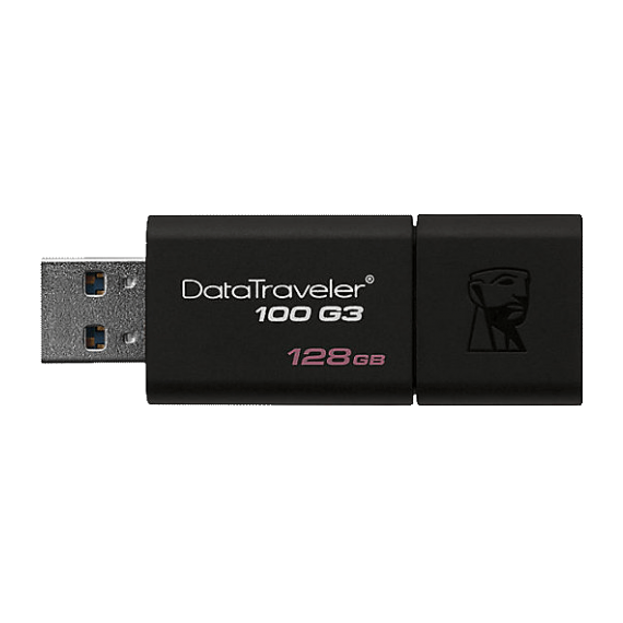 128GB  USB3.1  KINGSTON DATATRAVELER 100 G3 BLACK  (READ 100 MBYTE/S, WRITE 12 MBYTE/S)  DT100G3/128GB