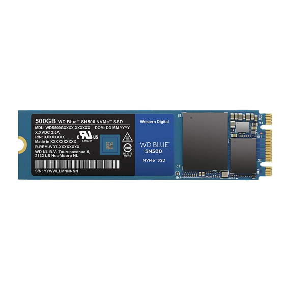 M.2 NVME SSD 500GB  WESTERN DIGITAL BLUE,  PCIE3.0 X2 / NVME1.2, M2 TYPE 2280 , READ: 1700 MB/S, WRITE: 1450 MB/S, 3D NAND,  WDS500G1B0C