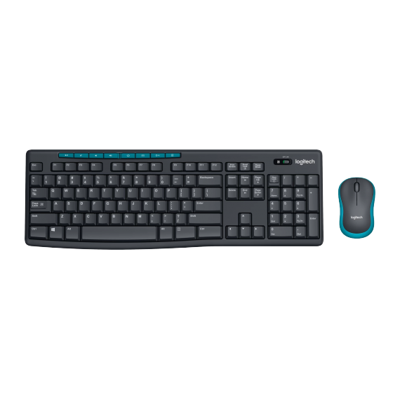 LOGITECH WIRELESS COMBO MK275, MULTIMEDIA KEYBOARD & MOUSE, 8-KEYS, SPILL-RESISTANT, NANO RECEIVER, USB, RETAIL