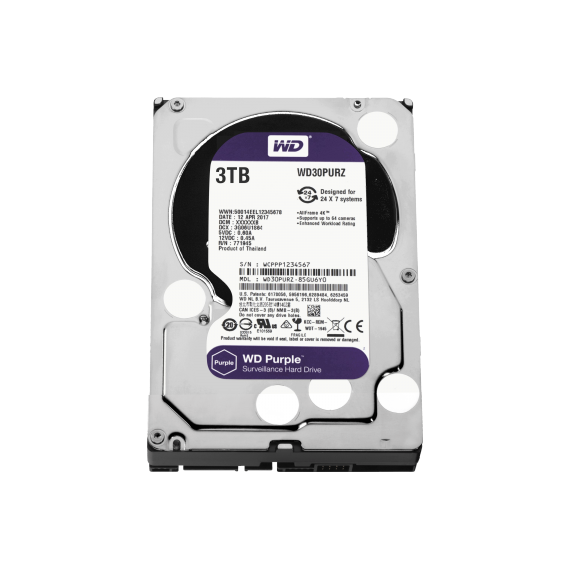 3.5" HDD 3.0TB WESTERN DIGITAL  PURPLE, 5400RPM,64MB, SATAIII (FOR VIDEO)  WD30PURZ