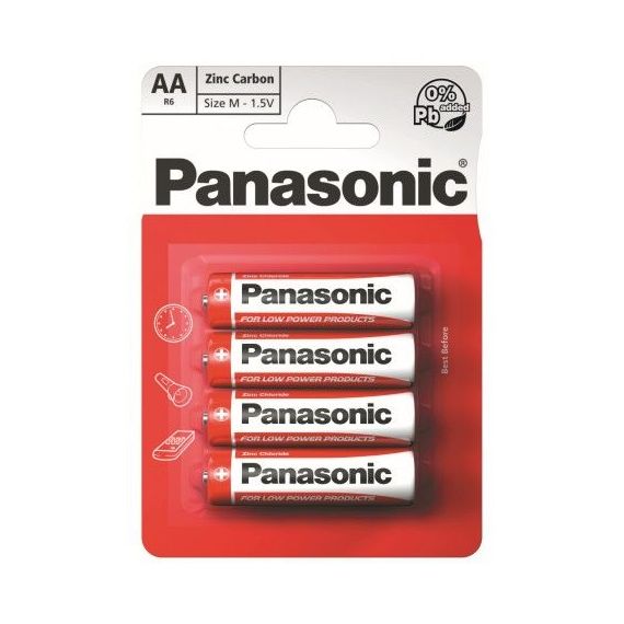 2830 BATERIE PANASONIC CARBON-ZINC, AA BLISTER X 4,  0R6REL/4BPR