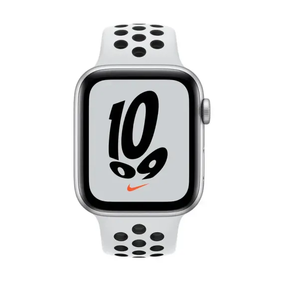 УМНЫЕ ЧАСЫ APPLE WATCH SE MKQ73, 44ММ, АЛЮМИНИЕВЫЙ КОРПУС С СПОРТИВНЫМ РЕМЕШКОМ PURE PLATINUM/BLACK NIKE
