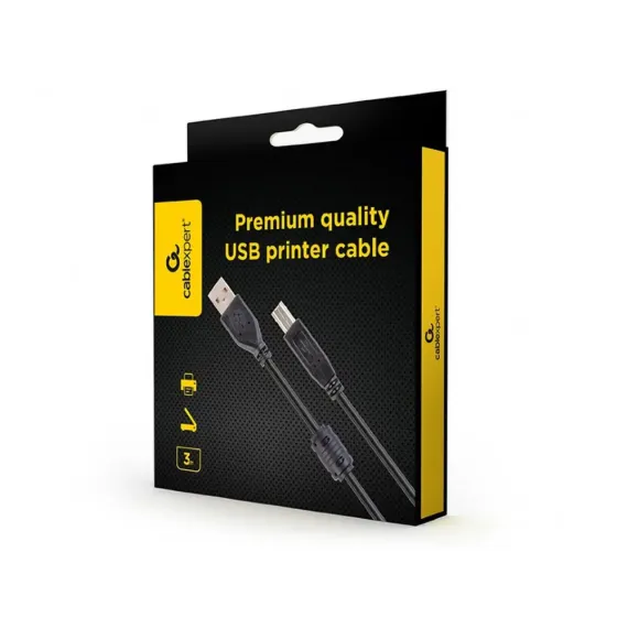 CABLU DE DATE PENTRU PERIFERICE CABLEXPERT CCFB-USB2-AMBM-3M, USB TYPE-A/USB TYPE-B, 3M, NEGRU