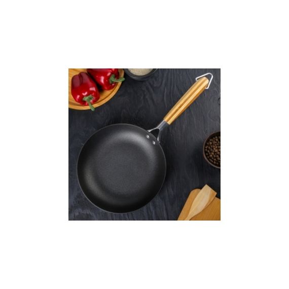 СКОВОРОДА ЧУГУННАЯ, С БАМБУКОВОЙ РУЧКОЙ, 24 СМ., SMZJ-24