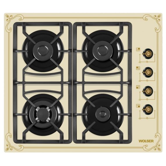 ВАРОЧНАЯ ГАЗОВАЯ ПОВЕРХНОСТЬ WOLSER  WL-F 6401 GT IC   IVORY RUSTIC