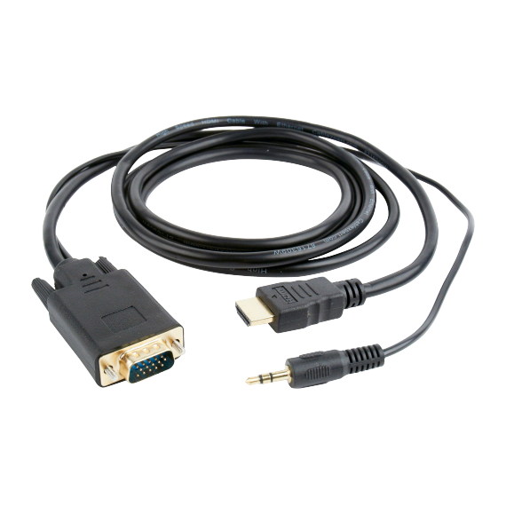 ADAPTER HDMI M TO VGA F +3.5 MM AUX, GEMBIRD A-HDMI-VGA-03