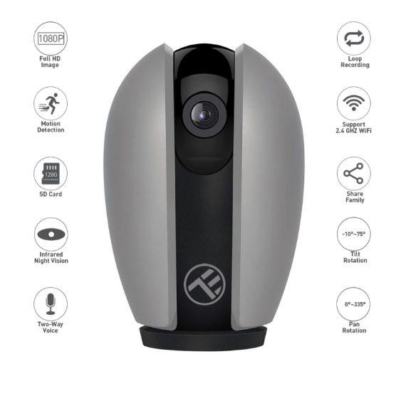 CAMERA SMART WIFI, FHD 1080P, 155GR, 6.3CM X 5.8CM X 9.6CM, WIFI 802.11B/G/N, TWO-WAY AUDIO, TELLUR GREY  TLL331071